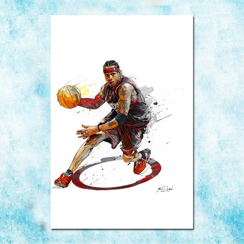 Allen Iverson Basketball Star Art Silk Poster Canvas Print 13x20 32x48 inch-001