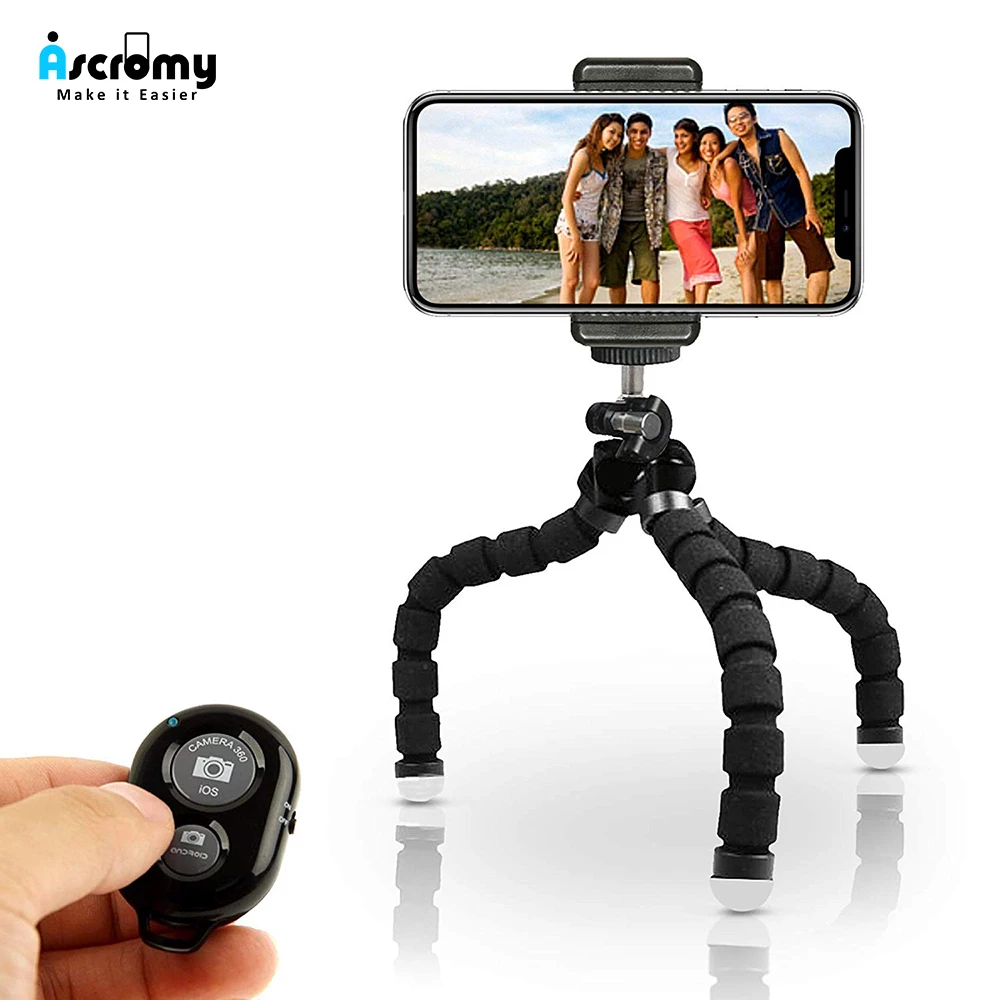 

Ascromy Mini Flexible Gorillapod Octopus Tripod phone Camera Holde with Bluetooth Remote For Iphone X 8 7 Plus Samsung Xiaomi