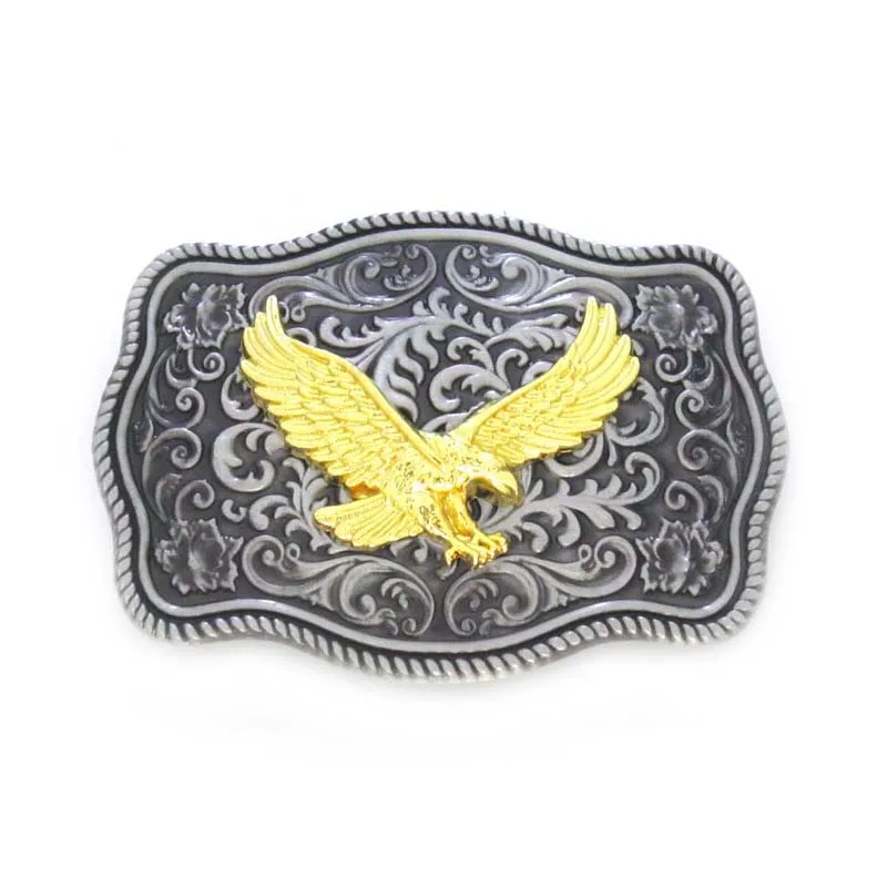 Rectangle Floral Flower Gold Flying Eagle Western Belt Bucklein