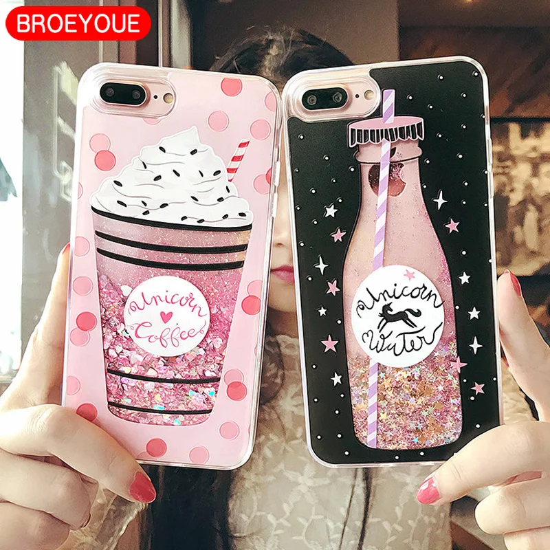 

Dynamic Liquid Glitter Case for iPhone 5 5S SE 6 6S 7 7Plus Cases Drink Bottle Quicksand TPU Coque Cover For iPhone 6 6s plus
