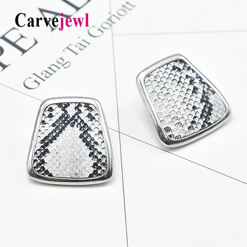 Carvejewl большие серьги гвоздики змеиный принт ручная роспись эмаль глазурь