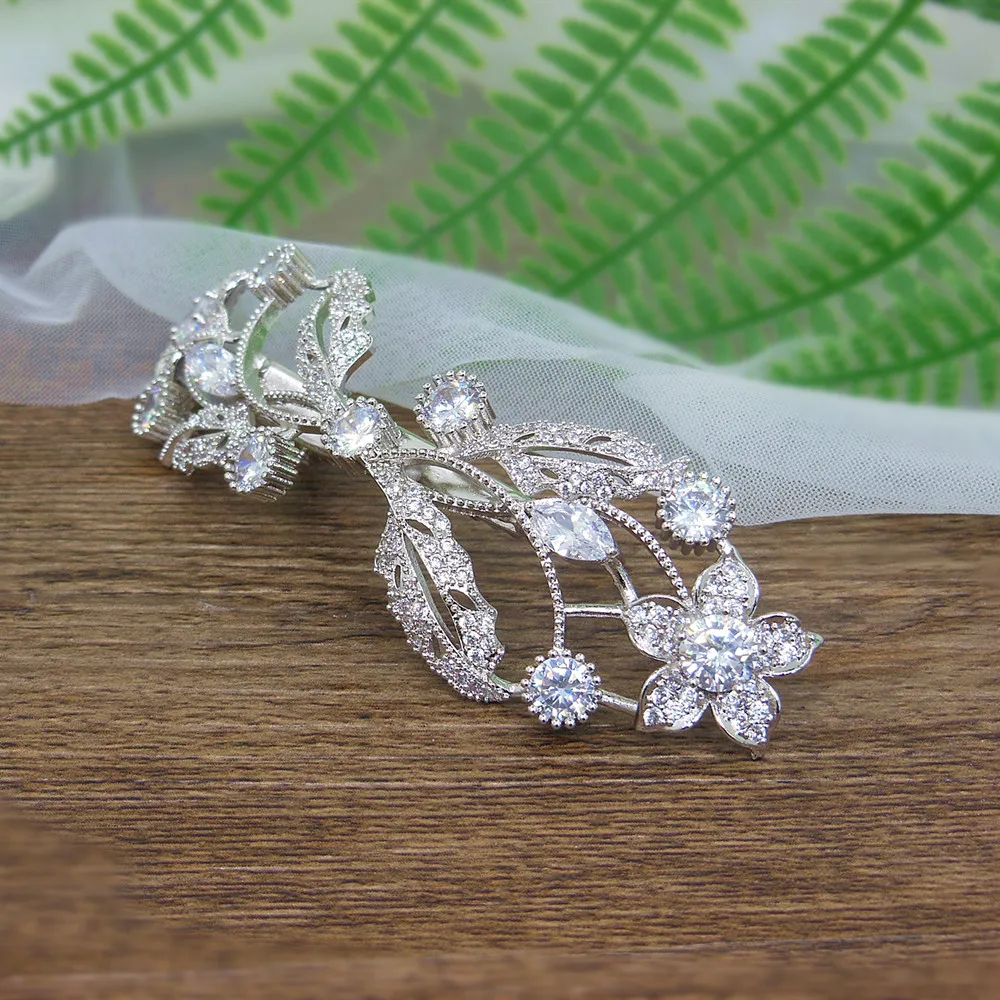 Zircon Hair Pins Ornaments Clip Jewelry Bridal Headpiece CZ Hairpin