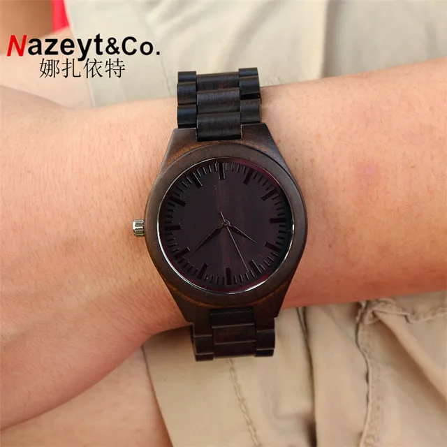 HOTIME Fashion Ebony Black Wood Casual Quartz wristwatch TOP design men's classi HOTIME Fashion Ebony Black Wood Casual Quartz wristwatch TOP design men's classi