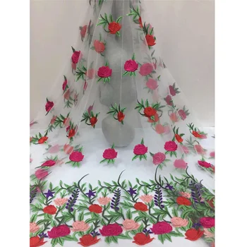 

2018 Elegant Embroidered White French Net Lace Fabric Flower African Tulle Mesh Lace Fabric High Quality African Lace Fabric
