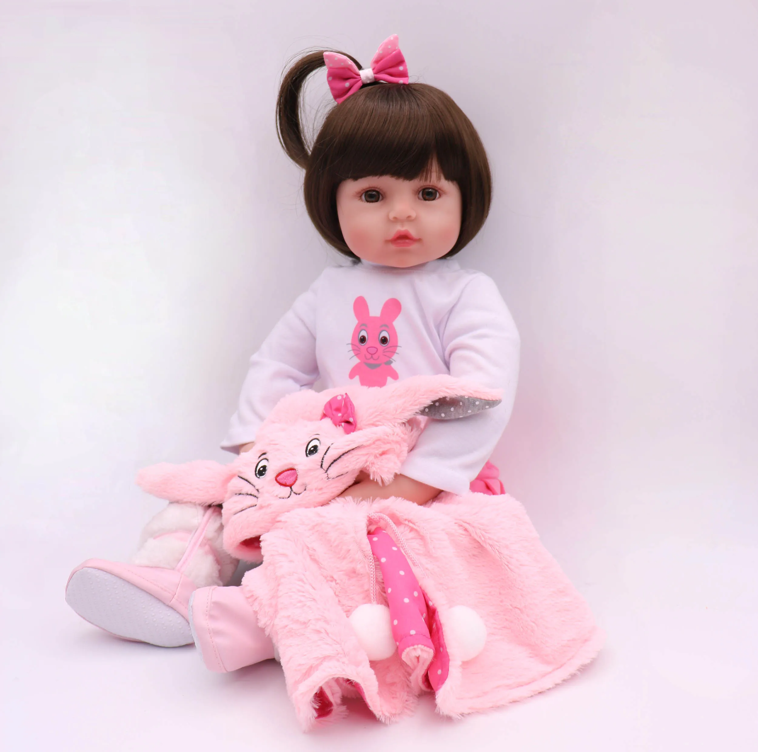 Reborn Dolls de Silicone девушка тело 47 см Очаровательная кукла игрушки для девочек boneca Baby Bebe Кукла День рождения/Рождественский подарок