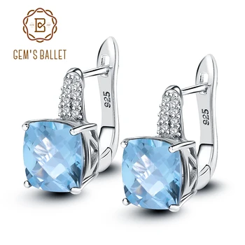 

GEM'S BALLET 9.38Ct Natural Sky Blue Topaz 925 Sterling Silver Vintge Gemstone Stud Earrings for Women Wedding Fine Jewelry