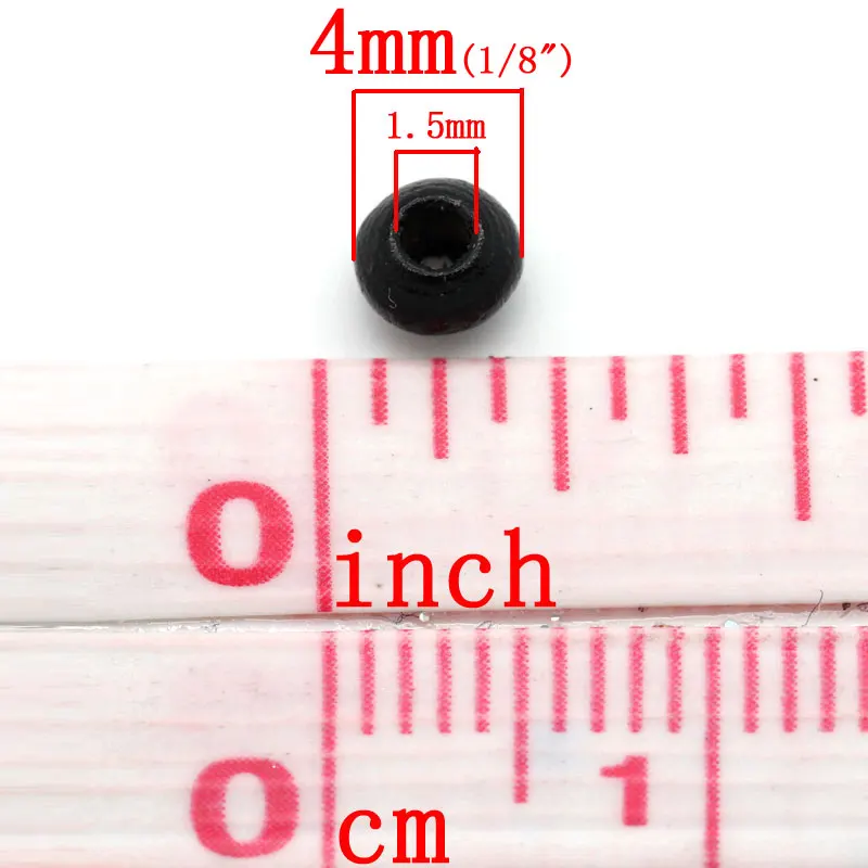 DoreenBeads деревянные разделительные Бусины круглые черные 4 мм, Отверстие: Около 1,5 мм, 750 шт новинка
