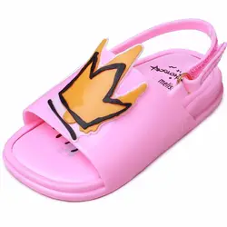 Melissa обувь для детей Корона и красное сердце сандалии Дождь обувь прозрачная обувь для девочек Нескользящие Детские Сандалии Летняя обувь