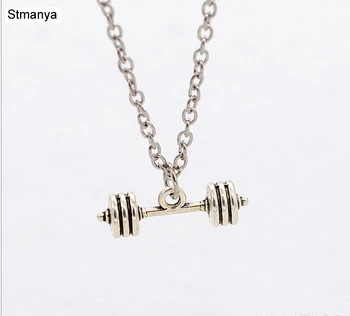 

Male Punk Jewelry Necklace Dumbbell Pendant Stainless Steel Chain Necklace for Men and Women Sports Jewelry N1145