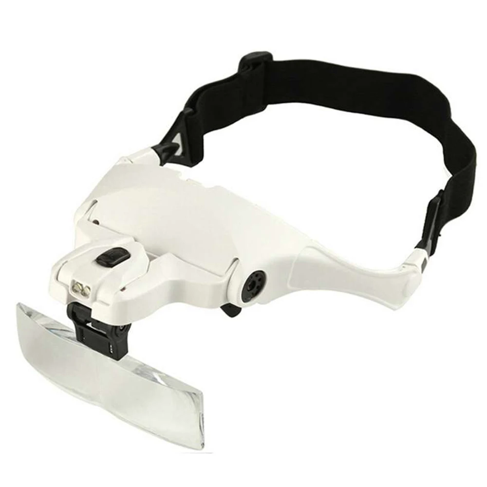 

Head Mount Magnifier with LED Head Light Bracket & Headband 5 pcs Replaceable Interchangeable Lenses 1.0X-3.5X Magnifying Glass
