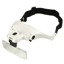 

Head Mount Magnifier with LED Head Light Bracket & Headband 5 pcs Replaceable Interchangeable Lenses 1.0X-3.5X Magnifying Glass