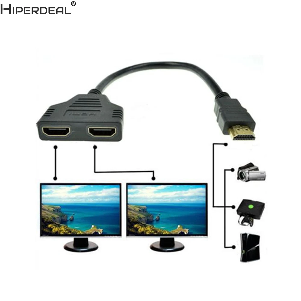 PC Твердый чехол для переноски 1080P HDMI Порты и разъёмы Мужской до 2 Женский 1 в на