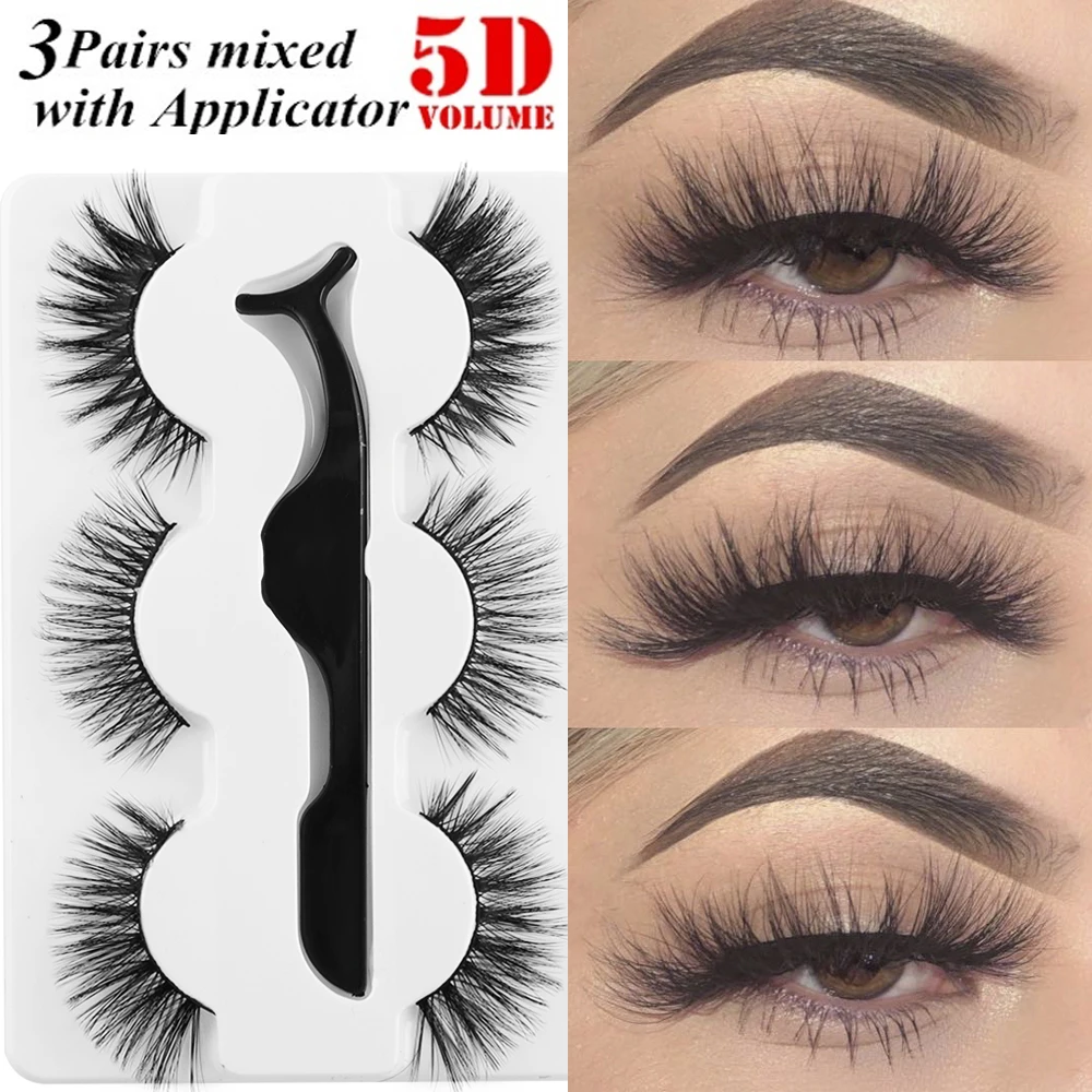 3 пары/компл. с 1 шт. Пинцет Wispies пушистые 5D одиночные/смешанные накладные ресницы