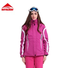 Royalway Для женщин Лыжный спорт куртка Водонепроницаемый ветрозащитный супер дышащие регулируемый капюшон recco GPS securitysuper теплая куртка# RFSL4517G