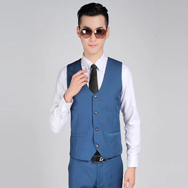Новое поступление мужская жилетка бренд Slim Fit деловой костюм жилет Мужская однобортная Свадебная жилетка жилет