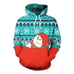 3D Снеговик толстовки с капюшоном и принтом Для мужчин Для женщин 2018 Фирменная Новинка Рождественский свитер с капюшоном Для мужчин