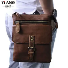 Новая мужская сумка из воловьей кожи с воском, поясная сумка, винтажная сумка для мобильного телефона, сумка через плечо