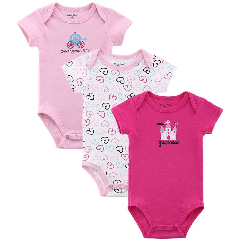 

3 Pack Baby Girl Bodysuits with Short Sleeves Soft Cotton Baby Bodysuits with Snap Buttons 0-12 Months