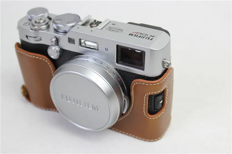 Чехол для камеры из искусственной кожи для Fujifilm X100F X100-F, чехол на половину сумки, дизайн с открытой батареей, 3 цвета, черный, кофейный, коричневый