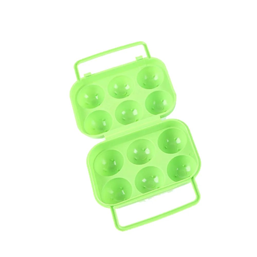 Portable 6 Eggs Plastic Container Holder Plastic Folding Egg Storage Box Handle Case outdoor egg carrier box drop shipping^40