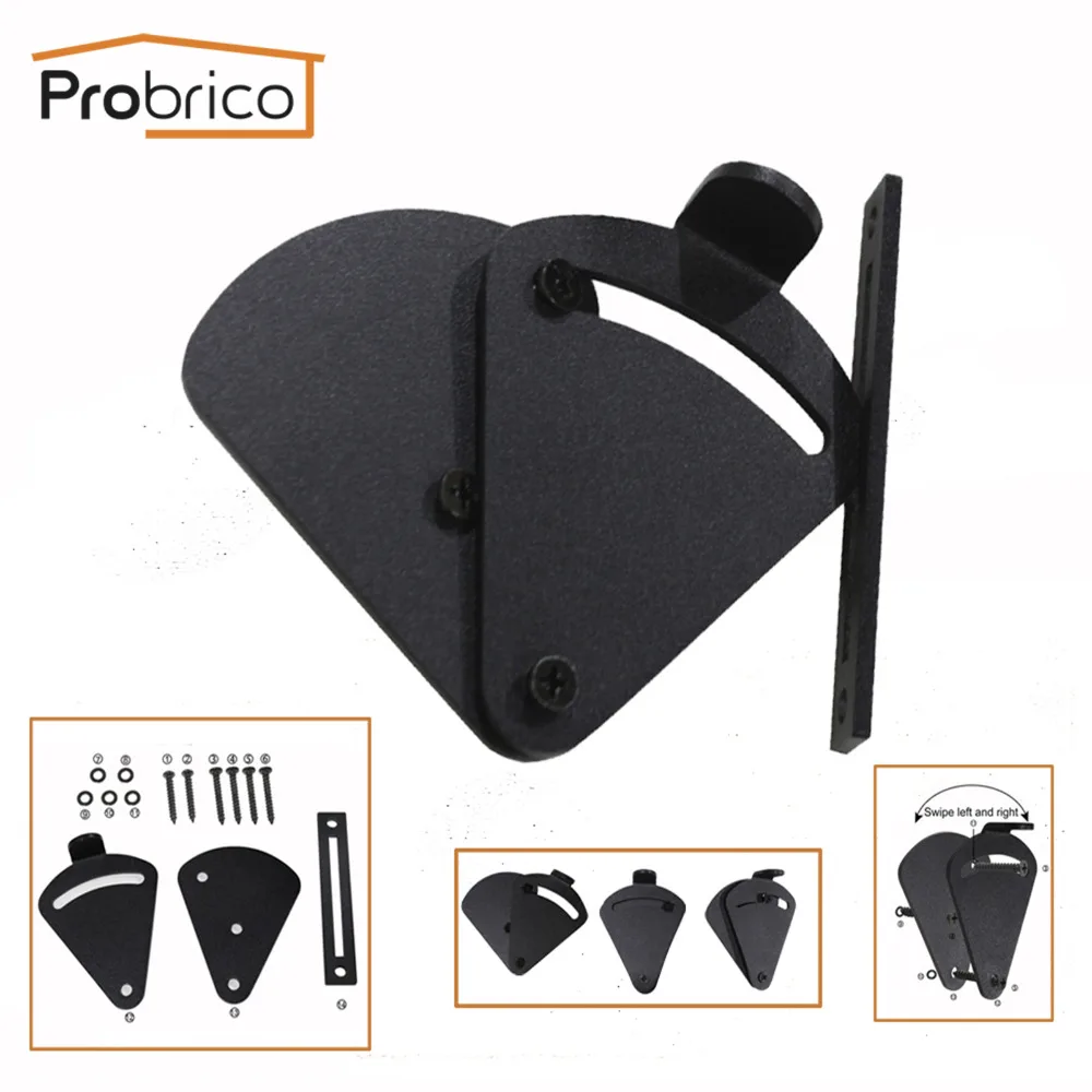 

Probrico Sliding Barn Door Locks Keyless Adjustable Black Steel Door bolts Door Handles With Screws Two Panel Easy Install
