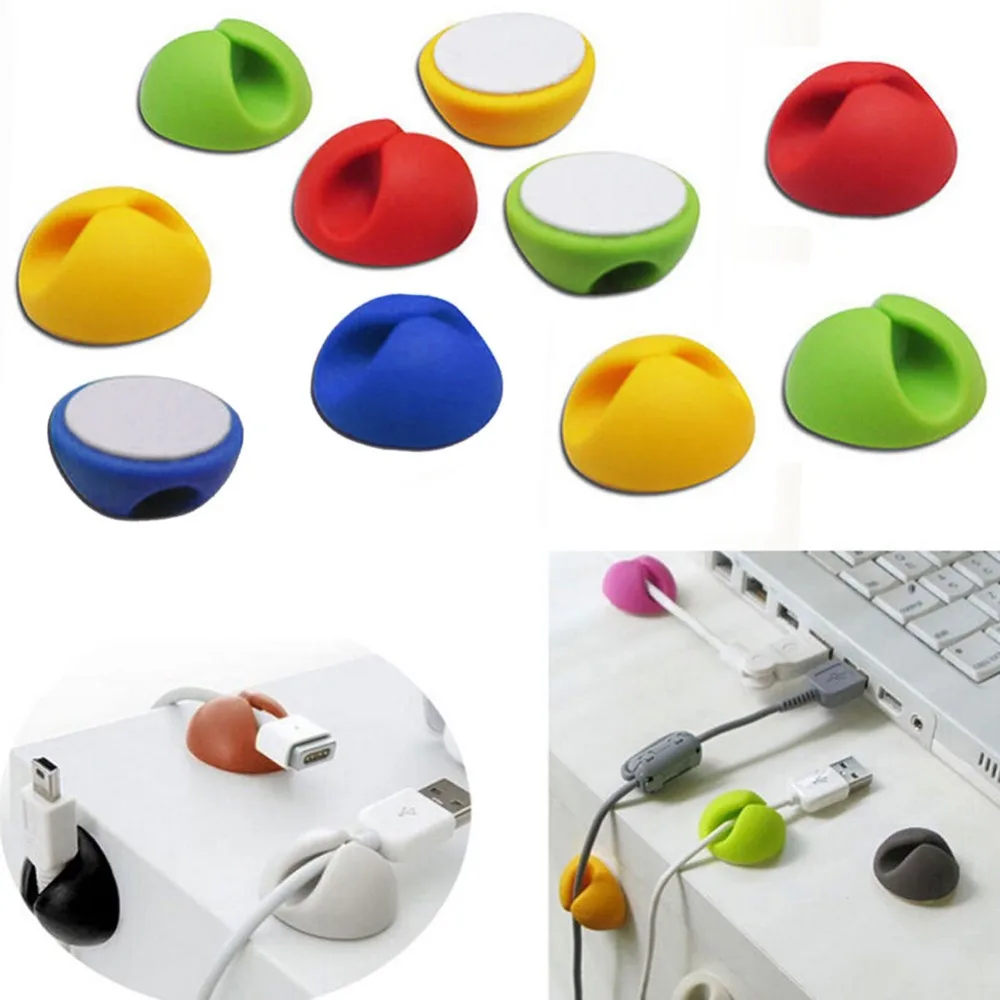 10Pcs Cable Drop Clip Desk Tidy Organiser Wire Cord Lead Charger Holder Winder