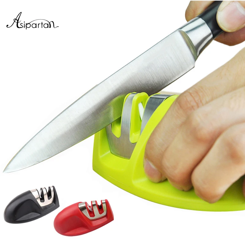 Asipartan Portable Kitchen Knife Sharpener Two Stages Diamond & Ceramic Sharpener Stainless