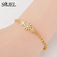 SMJEL Снежинка из нержавеющей стали позолоченная застежка Модный Браслет из нескольких нитей для женщин рождественские духовные подарки