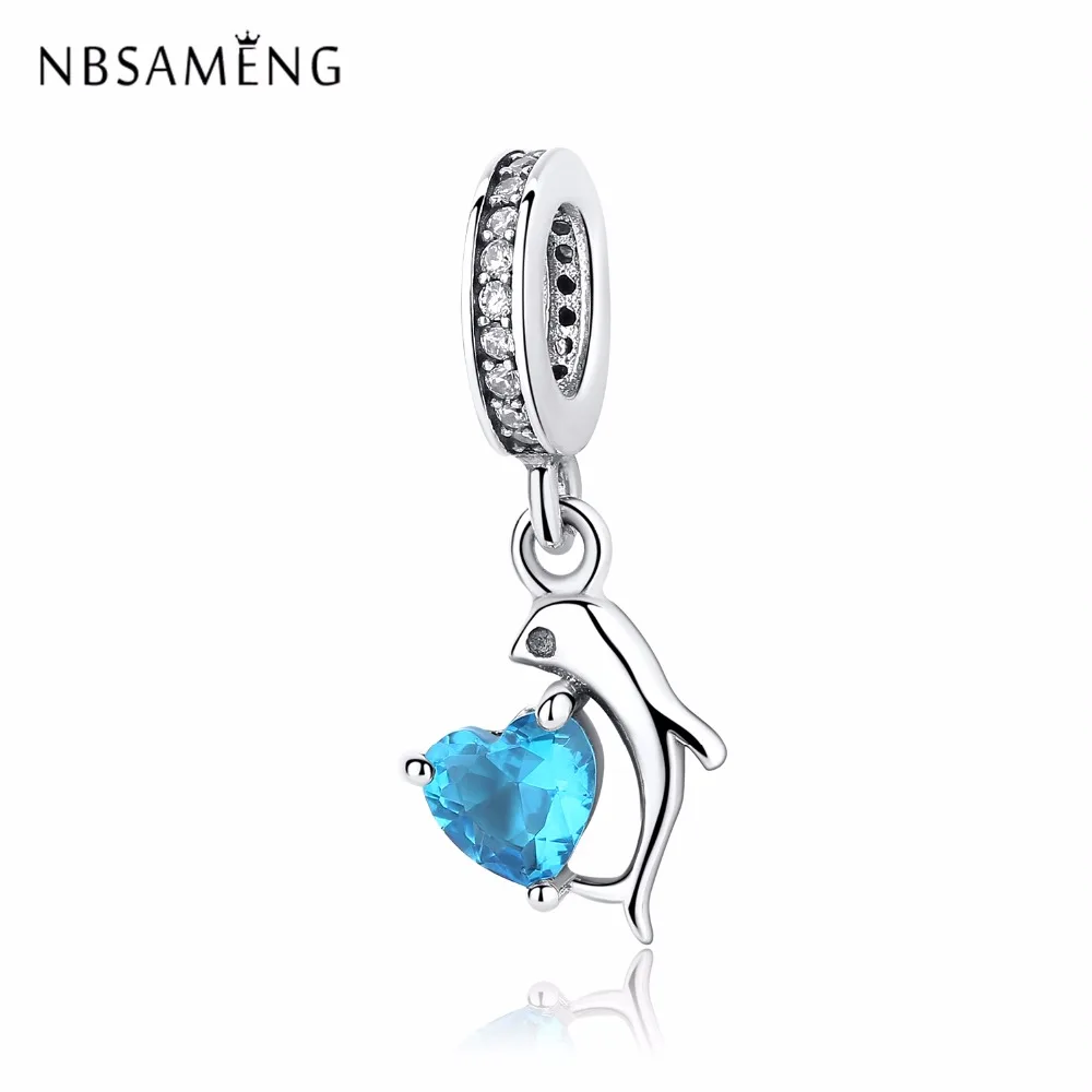 

New Authentic 925 Sterling Silver Bead Charms Love Heart Romantic CZ Dangle Charm Fit Original Pandora Bracelets Women Jewelry