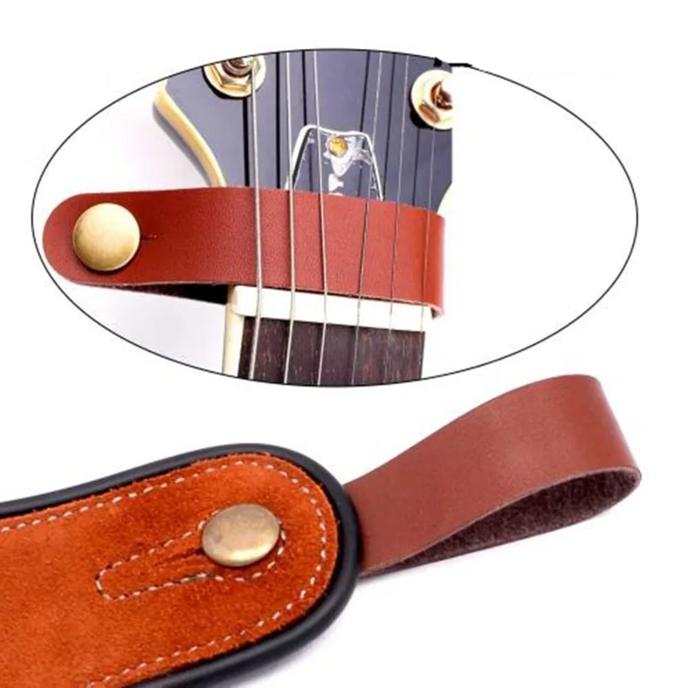 Guitar Buckle Headstock Tie Genuine Leather Guitar Strap Button Holder