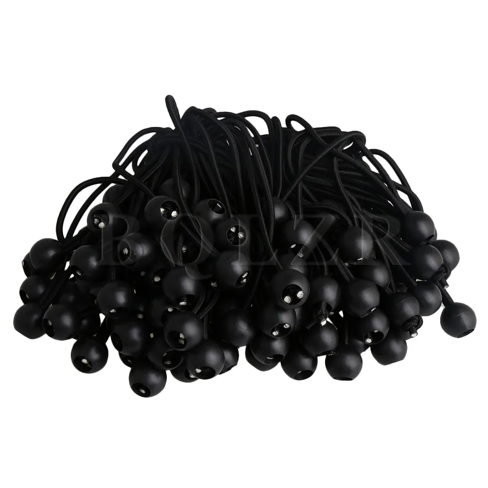 

BQLZR 100 Piece Black 6 Inch Ball Bungee Tarp Stretch Cord with 22mm Ball Dia