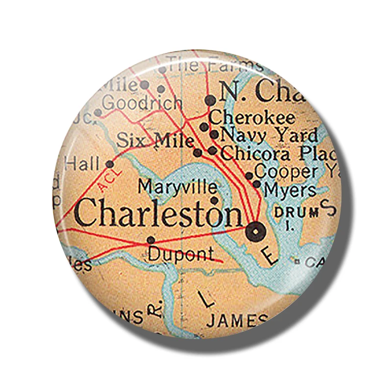 Карта сувенир линчбург британские острова Рим Charleston Канзас Ванкувер Аннаполис шотландский Кентукки магниты на холодильник - Цвет: Charleston