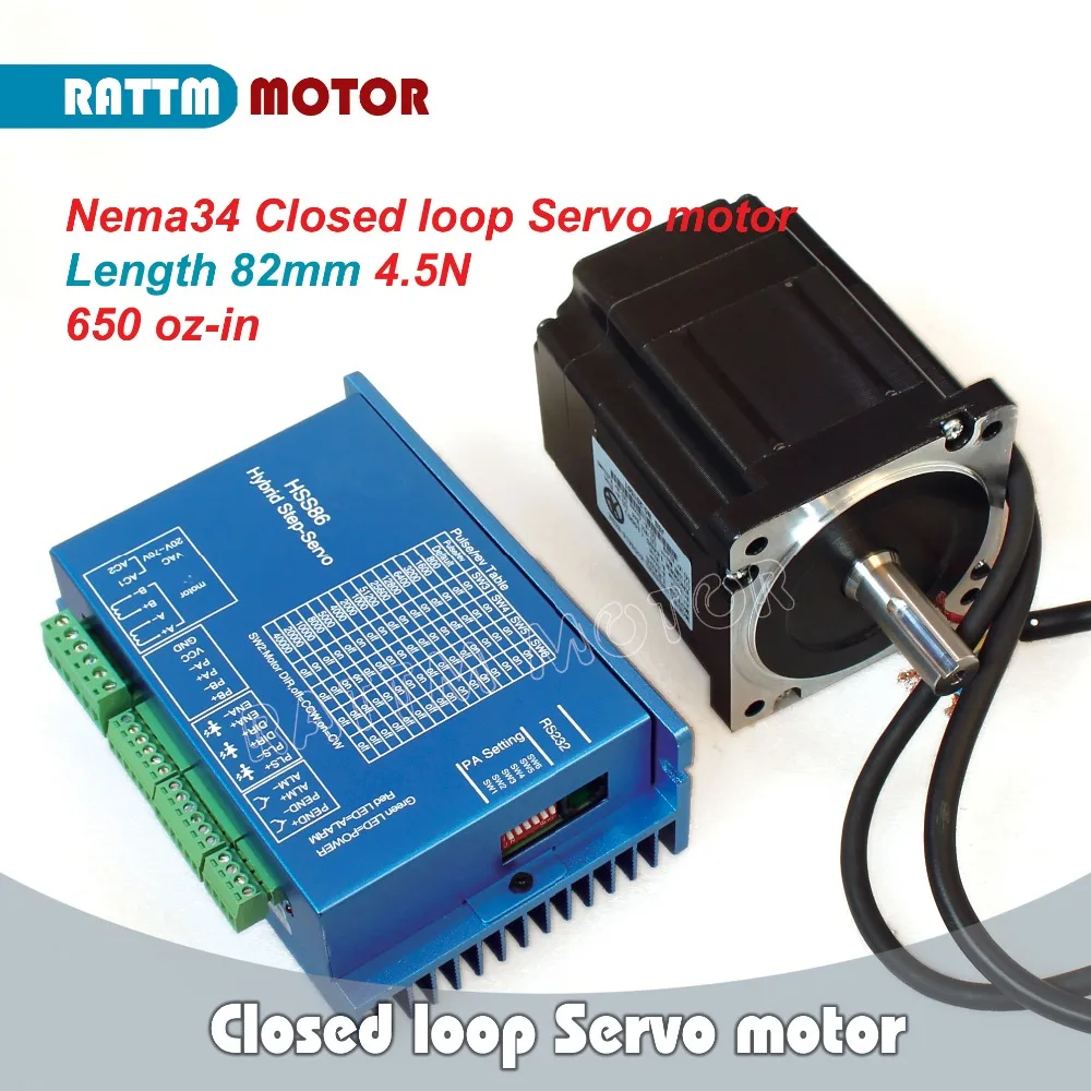 US $112.62 1Set Nema34 45Nm Closed Loop Servo motor Motor Kits 82mm 6A Closed Loop amp HSS86 Hybrid Stepservo Driver 8A CNC Controller Kit