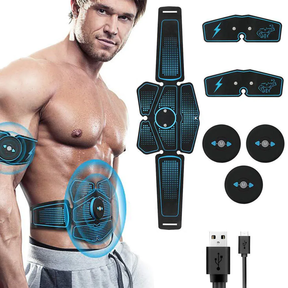 KEAWEO Abs Stimulator EMS Muscle Trainer Abdominal Muscle Stimulator Body Muscle Toner Toning Belt 6 Modes /& 18 Levels for Men Women Work Out Power Fitness USB 10 Gel