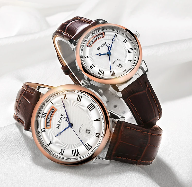 Berny кварцевые часы для влюбленных модный топ Элитный бренд Relogio Saat Montre Horloge Masculino Erkek Hombre Пара часы
