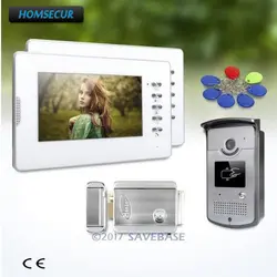HOMSECUR 7 дюймов Hands-free видео входная дверь система вызова Электрический замок с ключами в комплекте
