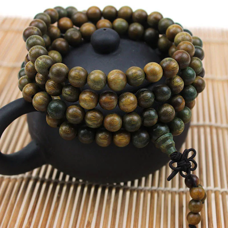 WEIYU буддистские 8 мм 108 натуральное зеленое сандаловое дерево Молитва Malas модные деревянные бисерные браслеты веравуд деревянный браслет& Браслеты
