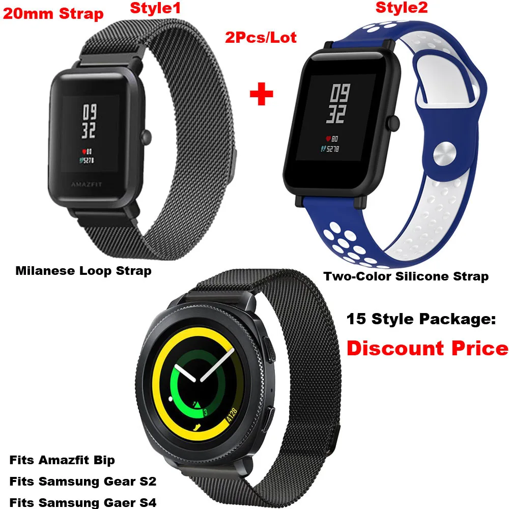 

for Amazfit Smart Watch Bracelet Strap 20mm Milanese Pulsera Correa Watchband for Huami Amazfit Bip Lite for Samsung Gear S4 S2