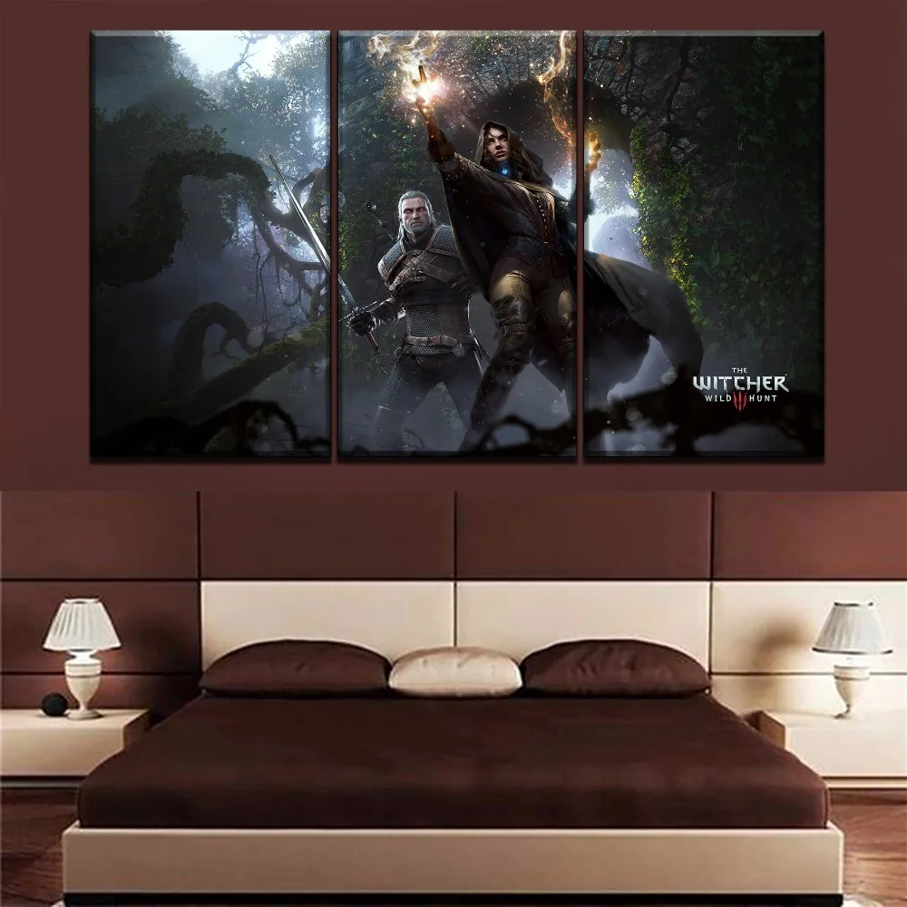 

3 Pieces Canvas Painting Wizards And Warriors Game The Witcher 3 Wild Hunt Print Type Poster Wall Art Picture Home Decoration