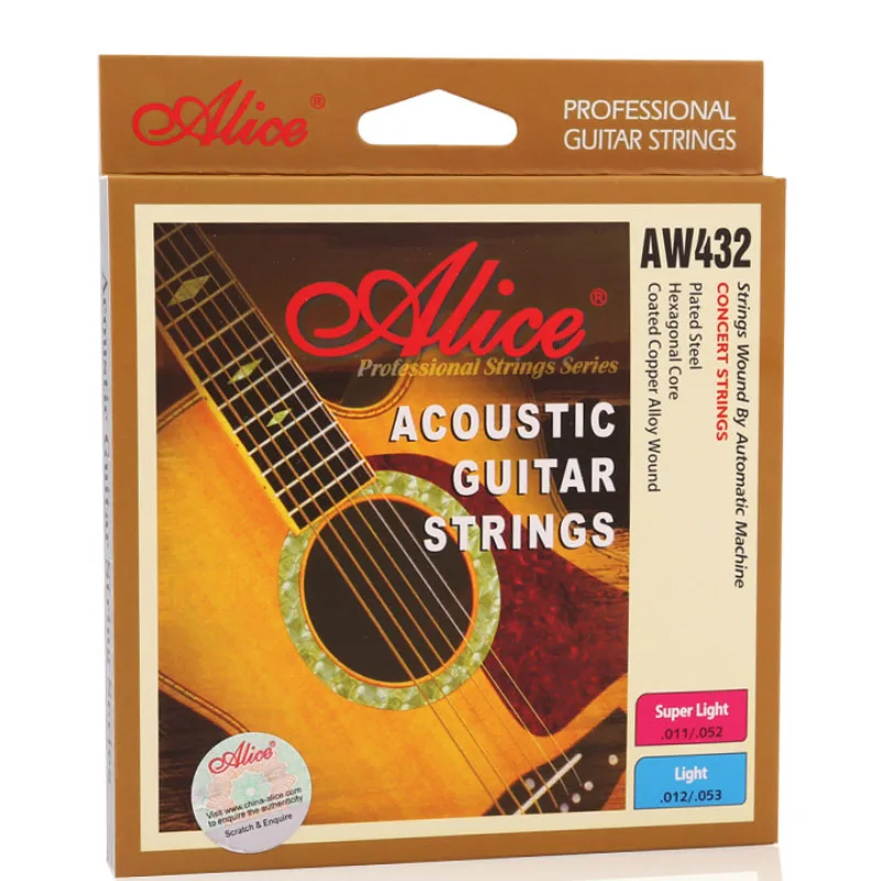 

Wholesale 12 sets/lot Alice AW432-L Acoustic Guitar Strings Light 6-string Set Concert Strings