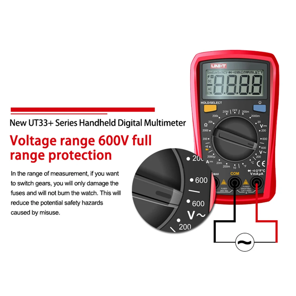UNI-T Digital Multimeter AC DC Voltmeter Ammeter Resistance Palm Size Professional Electrical Handheld Tester LCD Backlight