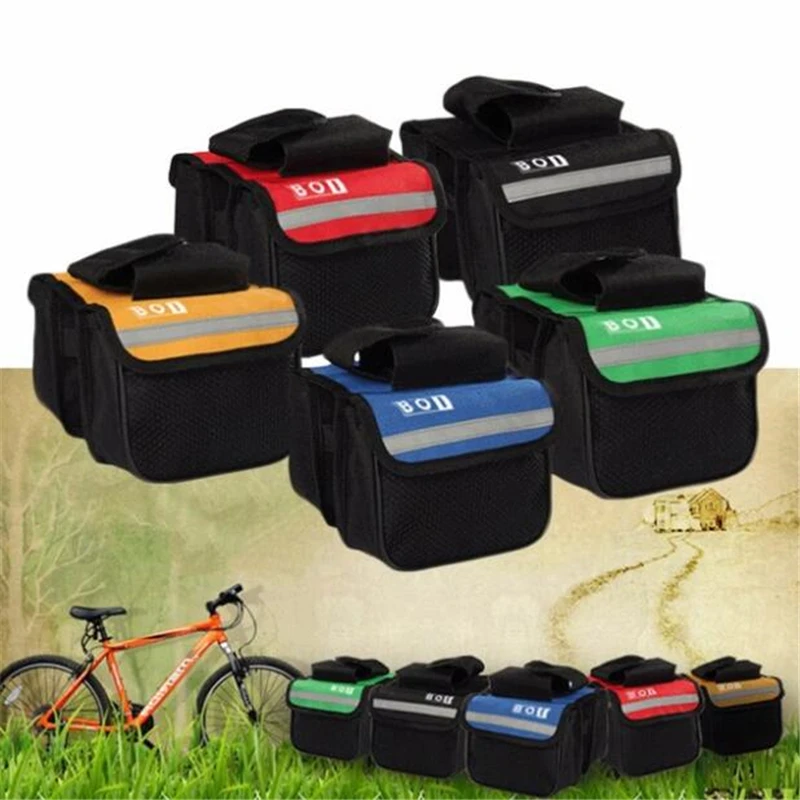 

2L Cycling Bicycle Bike Top Frame Front Pannier Saddle Tube Double Side Bag Double Pouch 4 Colors 2017 New Arrival