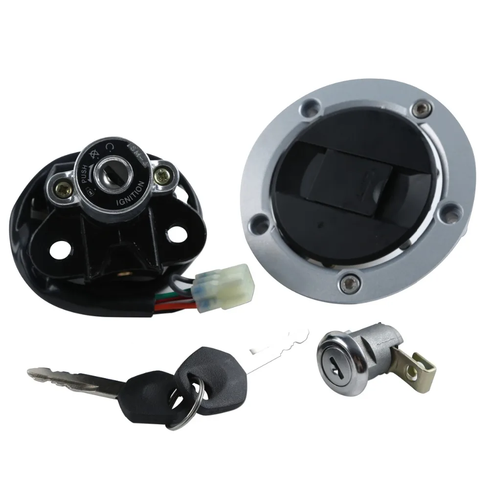 Motorcycle Metal Fuel Gas Tank Cap Cover Lock + Ignition Switch Lock Set For Suzuki  GSXR 600 750 2004 2005 