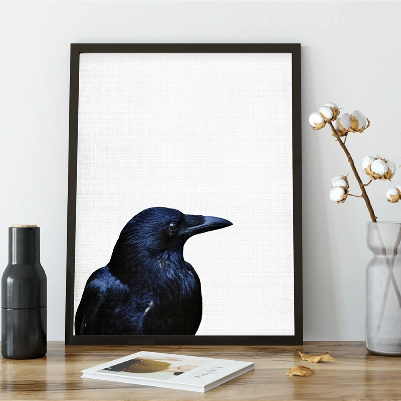 Raven Prints Wall Art Canvas Poster Indigo Bird Canvas Painting Decorative Picture Raven Wall Decor