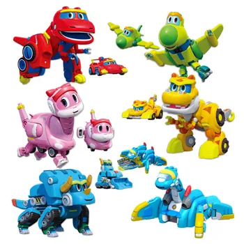 

Anime mini robot Gogo Dino ABS Deformation Car/Airplane robot Action Figures REX/PING/VIKI/TOMO Transformation Dinosaur toys