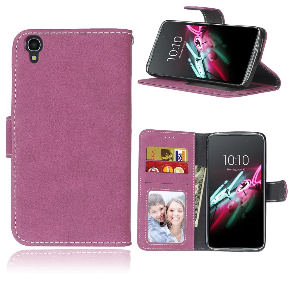 Кожаный чехол бумажник в ретро стиле флип для Alcatel OneTouch idol 3 4 7 дюйма One Touch 6039 6039A 6039K