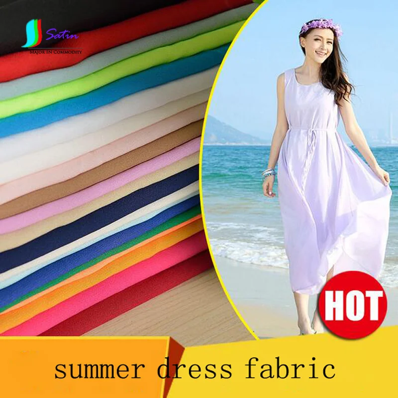 Solid Color Summer Dress Fabric,Single Layer Thickening Chiffon Fabric