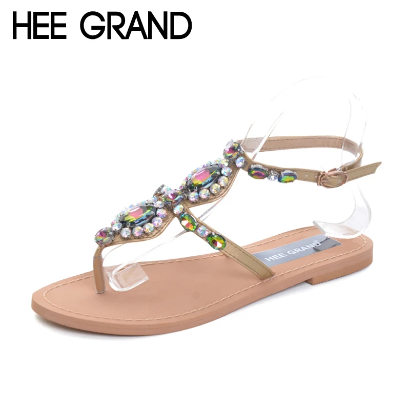 

HEE GRAND Summer Women Sandals 2017 String Bead Rome Style Flip Flops Gladiator Casual Flats Shoes Woman Size 35-40 XWZ4328