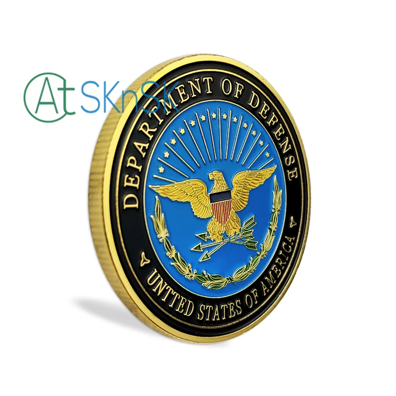 USA Army Navy Air Force Marines The Pentagon Military Gold Plated Challenge Coin
