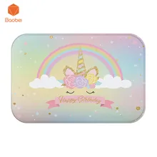 С днем рождения 3D единорог коралловый флис коврик для прихожей для кухни, ванной, туалета Нескользящие Коврики для пола коврик